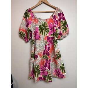 Mlle Gabrielle Floral Puff Sleeve Mini Dress Women’s Large? Coastal Tropical